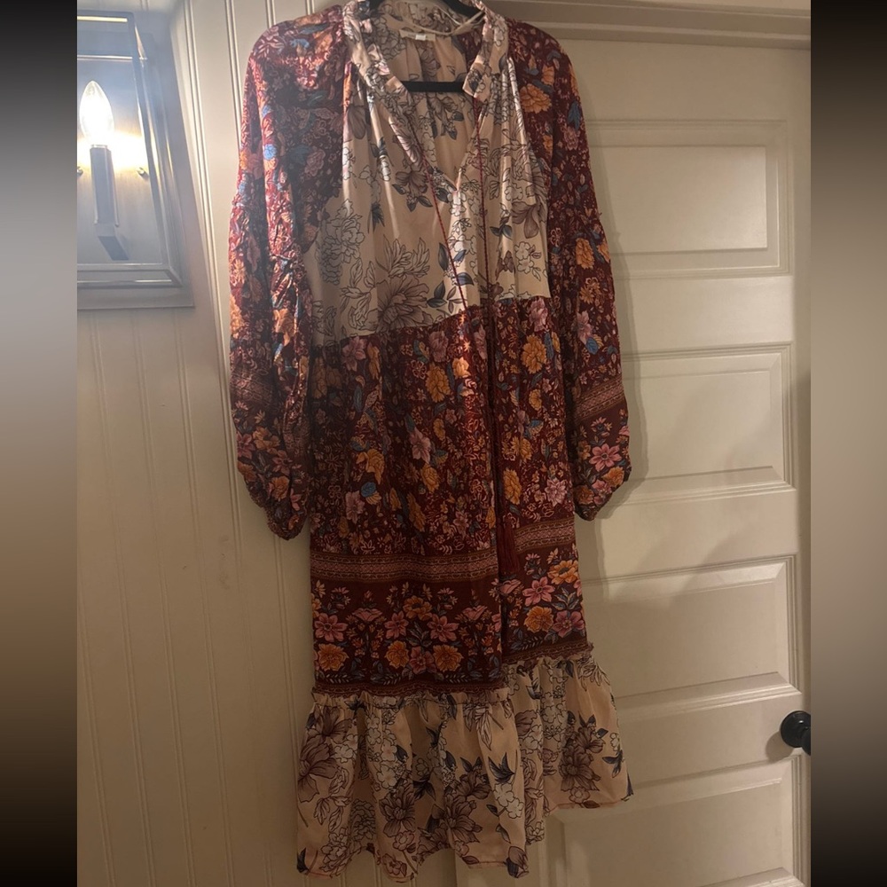 Floral Patchwork Long Sleeve Dress